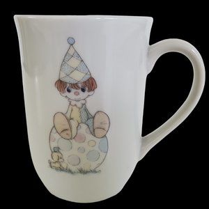 Vintage 1985 Enesco Precious Moments Coffee Mug Porcelain Clown Dog Japan